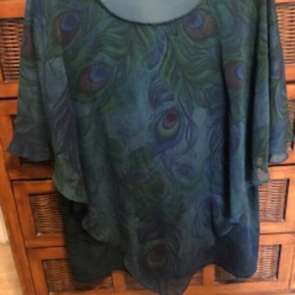 Indigo Soul Flowy Feathery Design Top - Picture 1 of 9
